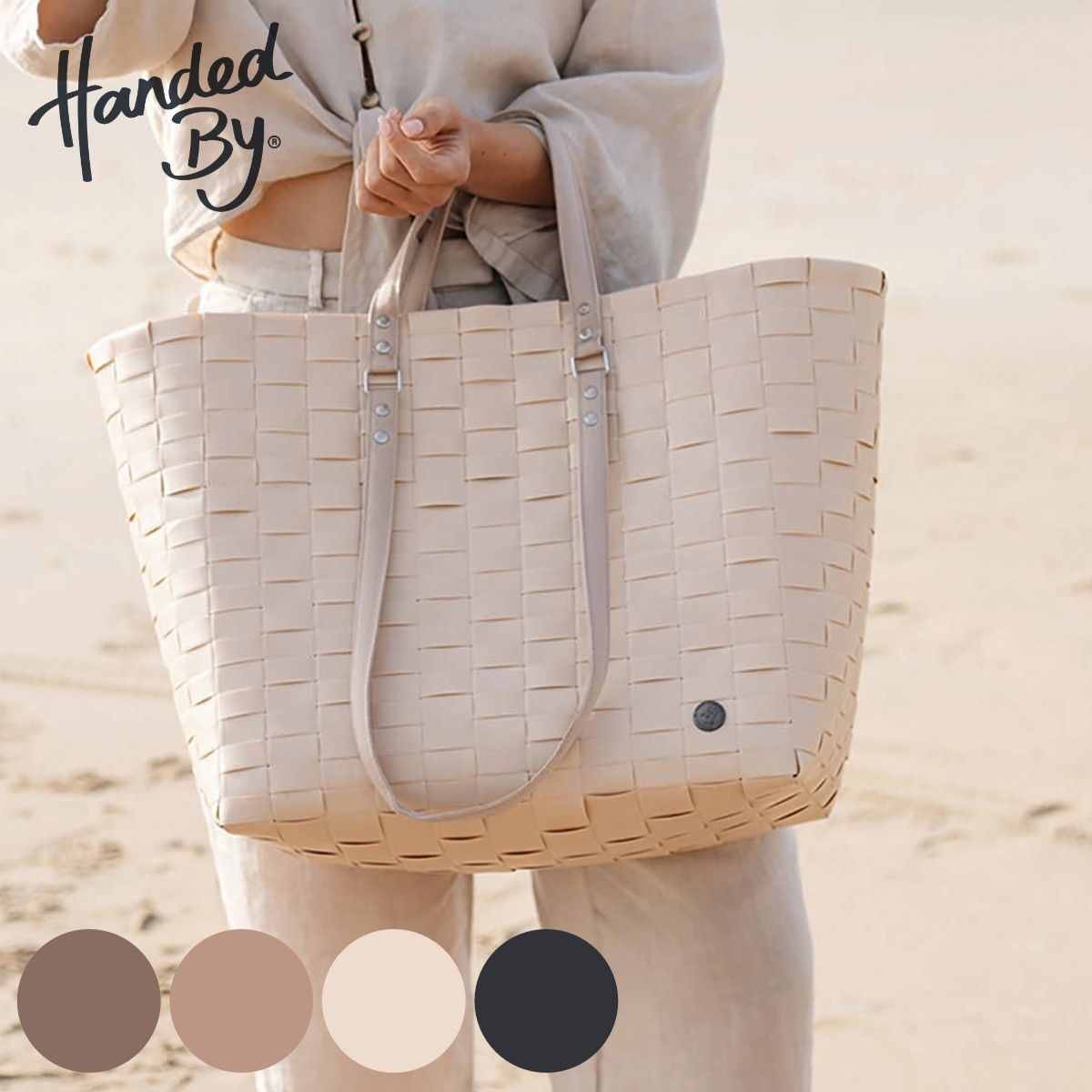 バッグ Handed By GO! Sport 大き目 手編み カゴバッグ トートバッグ ハンドバッグ かばん 鞄 バスケット ハンドメイド リサイクル素材 ハンデッドバイ ダブルハンドル