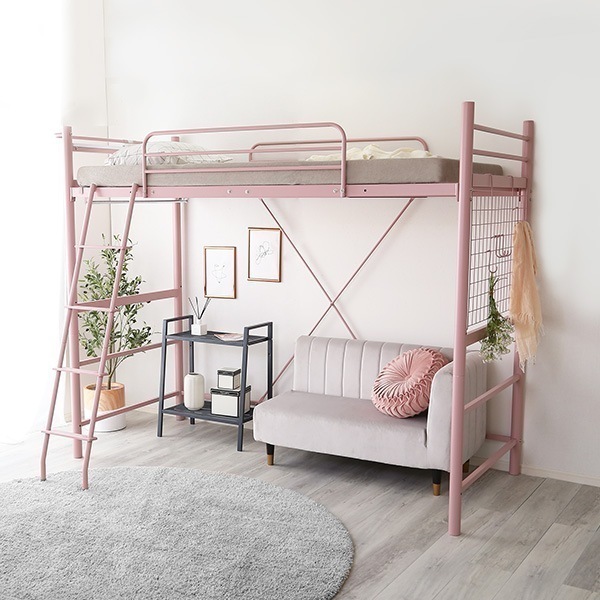 大人かわいいインテリア 宮・コンセント付き ロフトベッド【Choutte-シュトゥ-】 27,580円