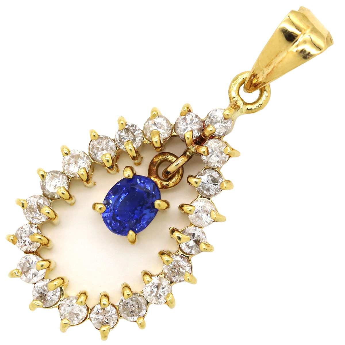 ペンダントトップ サファイア ダイヤ K18YG サファイア ダイヤモンド イエローゴールド【中古】