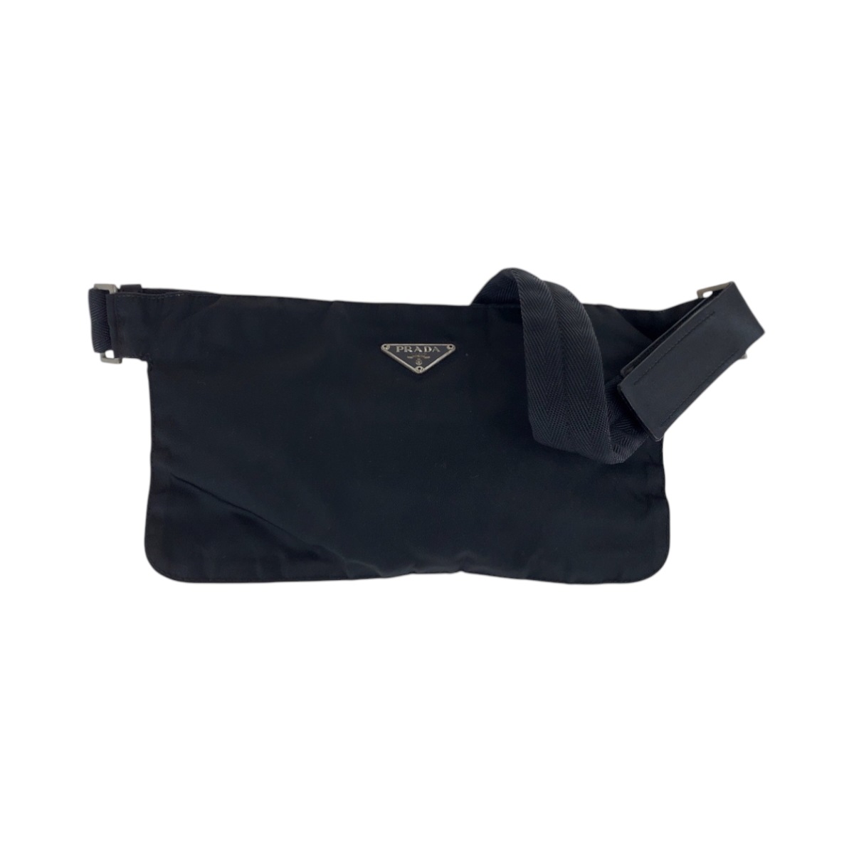 美品 テスート 三角ロゴプレート ブラック 黒 シルバー金具 ナイロン ショルダーバッグ ボディバッグ レディース 502338