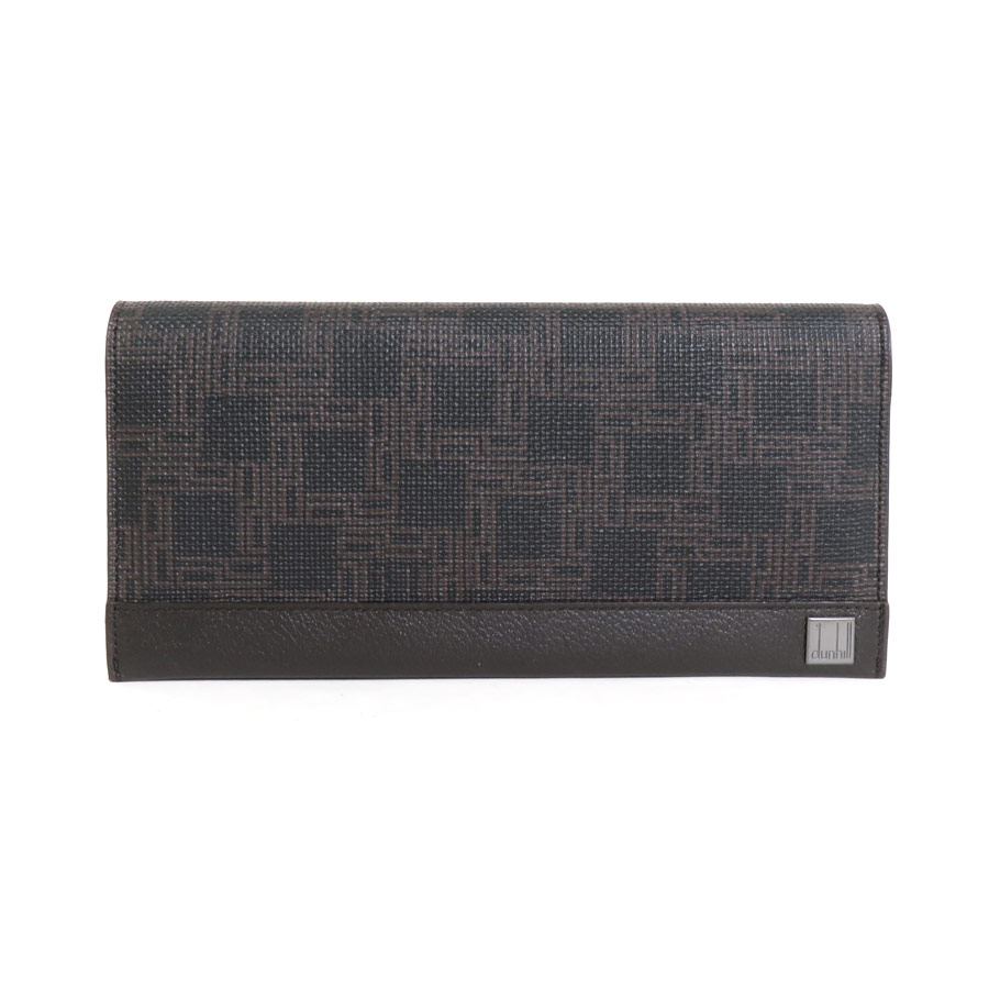 ダンヒル Dunhill 二つ折り長財布 レザー ダークブラウン メンズ h30081f