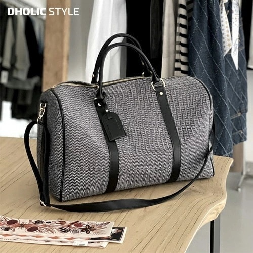 [メガ割りSALE]ストラップ付ヘリンボーンボストンバッグ・p447698