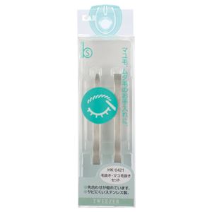 （まとめ） 貝印 Bs毛抜き・マユ毛抜きセット Hk0421 1セット（2本） (×20セット)