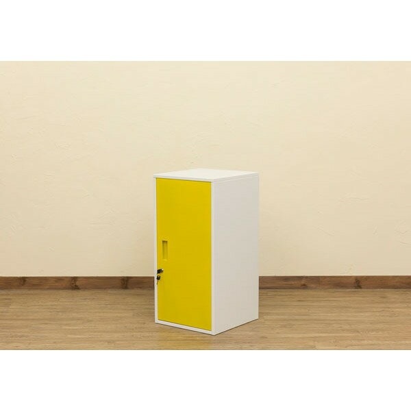 ハイタイプ 鍵付きロッカー/収納ラック イエロー 幅38cm スチール カギ2個 棚板 転倒防止器具付き 連結可 キューブBOX