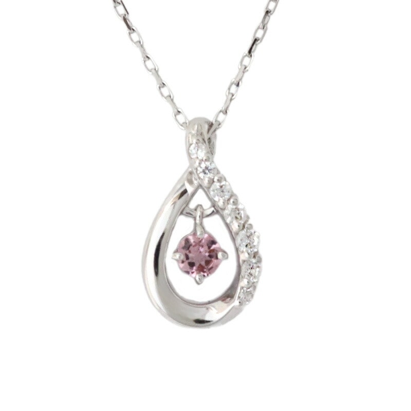 リボン済＆紙袋 ネックレス レディース 正規品 4度 しずくモチーフ 10月 誕生石 誕生日 プレゼント トルマリン シルバー 祝い 喜ばれるギフト 名入れ対応BOX