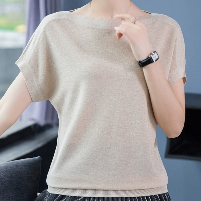 トップス ニットソー 半袖 ラウンドネック ストレート Iライン ニット サマーニット 薄手 かわいい 大人可愛い きれいめ シンプル 大人 上品 おしゃれ お洒落 大人可愛い 大人女子 こなれ感