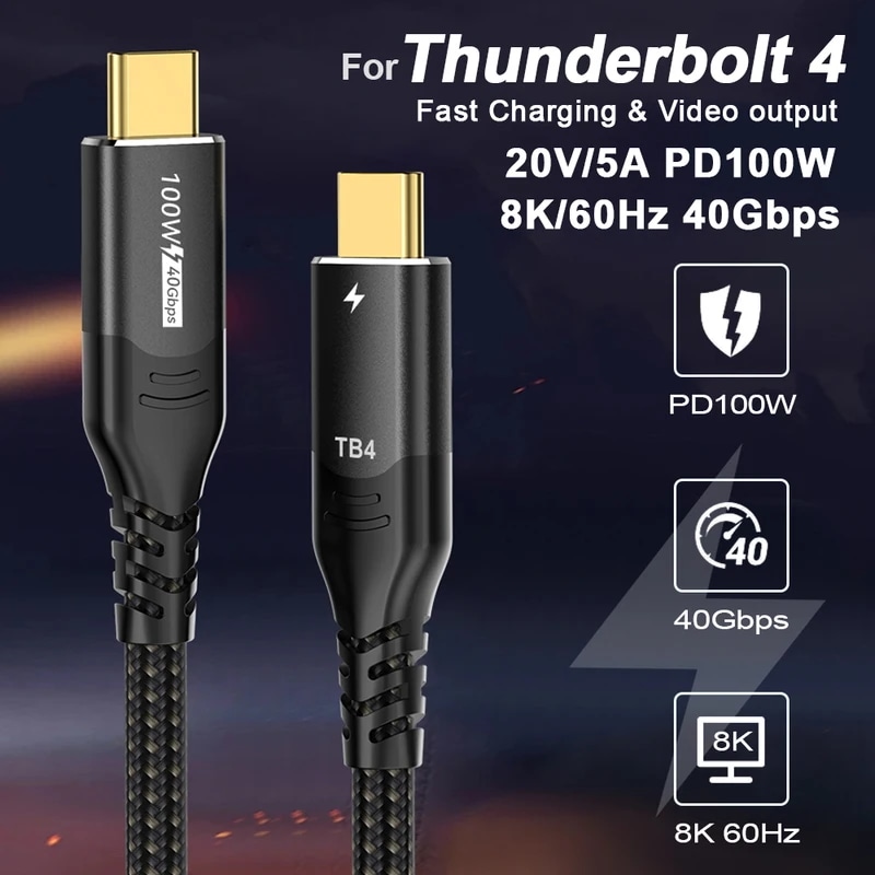 急速充電ケーブルタイプC,100w,40gbps,8k,60hz,usb4,フル機能,thunderbolt 4,Apple iPad, iPhone 15 pro maxと互換性があります