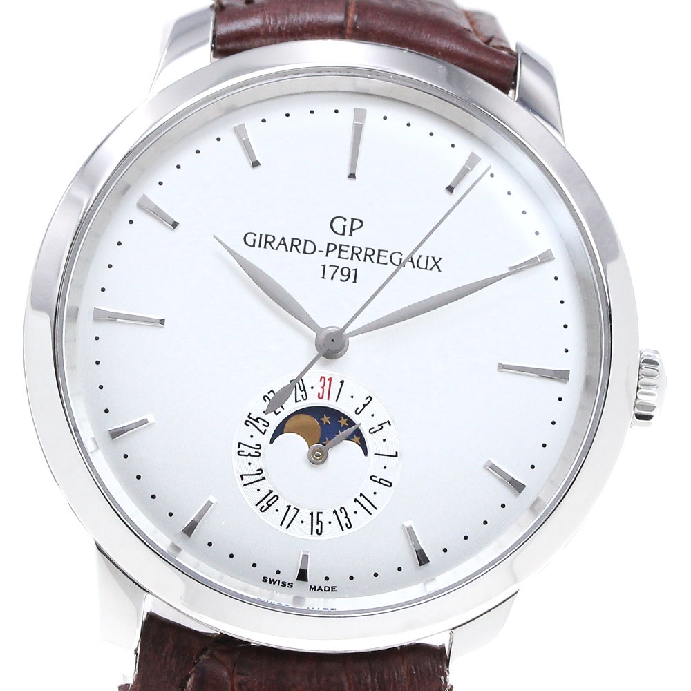 ジラール・ペルゴ GIRARD PERREGAUX 49545-11-131 1966 デイト & ムーンフェイズ 自動巻き メンズ 良品 保証書付き_826079【中古】