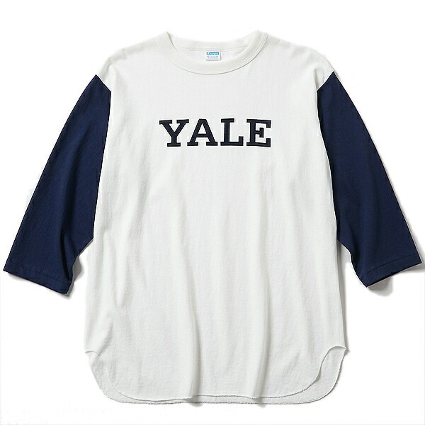 トゥルートゥーアーカイブス V44 3/4スリーブベースボール Tシャツ YALE ネイビー スクープボトム c3-r414