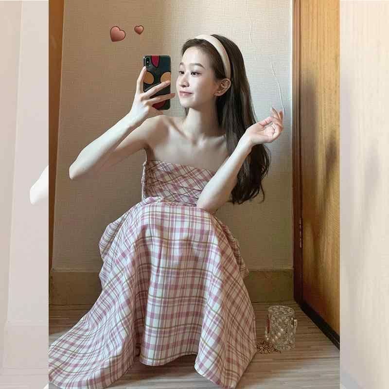 新作入荷 レディース キレイ デザイン ドレス お洒落 ノースリーブ ウエスト 夏 フレンチ トップス 可愛い チューブ ピンク