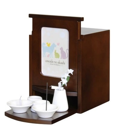 ペット仏壇 骨壺収納 メモリアルBOX H19cm 24寸まで 台座付き 仏具8点セット 黒 白