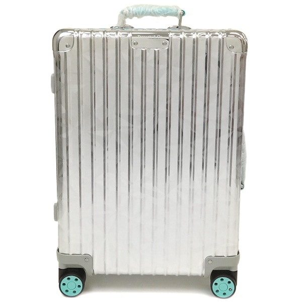 リモワ RIMOWA キャリーバッグ RIMOWA x Tiffany ロックカット キャビン アルミニウム シルバー×ティファニーブルー シルバー金具 TSAダイヤルロック 4輪 【保存袋】【中古