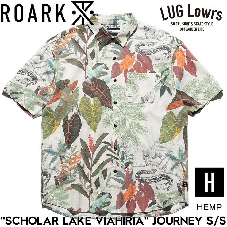 ROARK ロアーク シャツ メンズ 半袖シャツ 総柄シャツ コットンヘンプシャツ JOURNEY S/S SCHOLAR LAKE VIAHIRIA RWJ1223-BON 26SU 日本代理店正規
