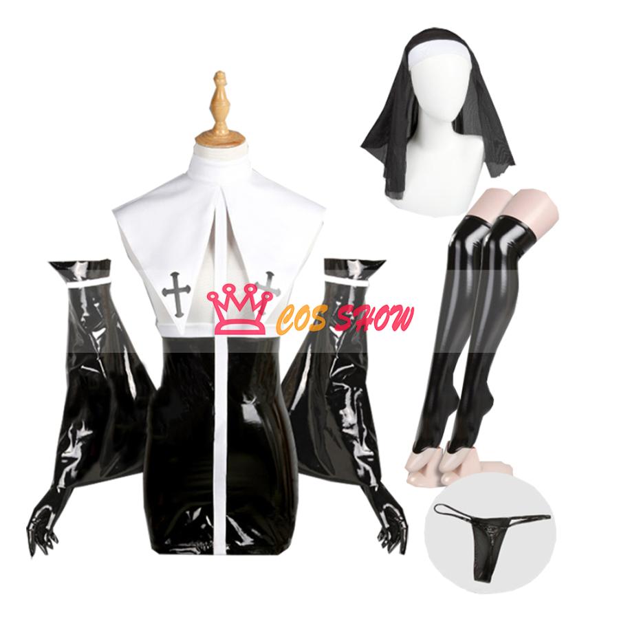 2025新品販売 実物撮影 エロ 巫女 修女 セクシー PU革 誘惑 コスプレ衣装 足カバー付き 全セット 撮影用 仮装 イベント ステージ 文化祭 お祭り
