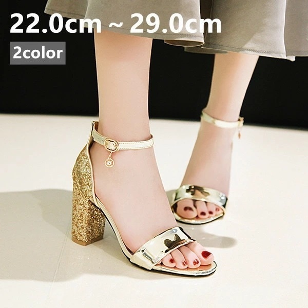 ２点で13o円OFF！【激安SALE】サンダル グリッターサンダル 美足サンダル ビーチサンダル 旅行 キラキラ 靴 レディース 大人可愛いチャンキーヒール結婚式 二次会 お呼ばれ 母 ビジュー 大き