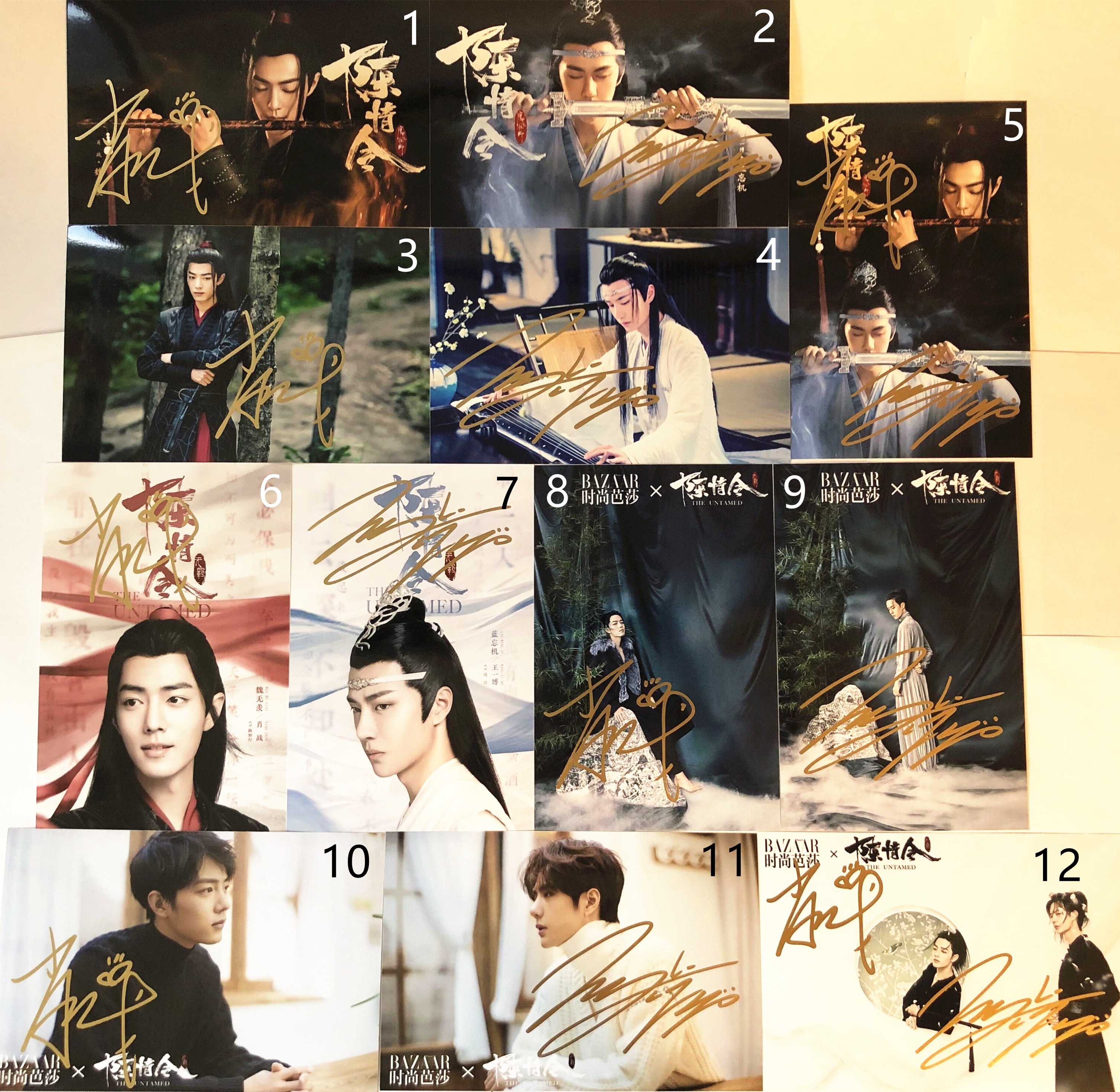 【同梱可】中国ドラマグッズ『陳情令The untamed』魏無羡 藍忘機写真 サイン入り 肖戦 王一博 1-12仕様 セット