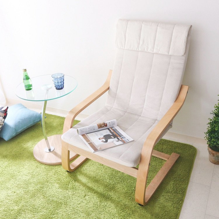 ハイバックチェアー おしゃれ 椅子 木製 北欧 スリム リラックスチェアー アイボリー