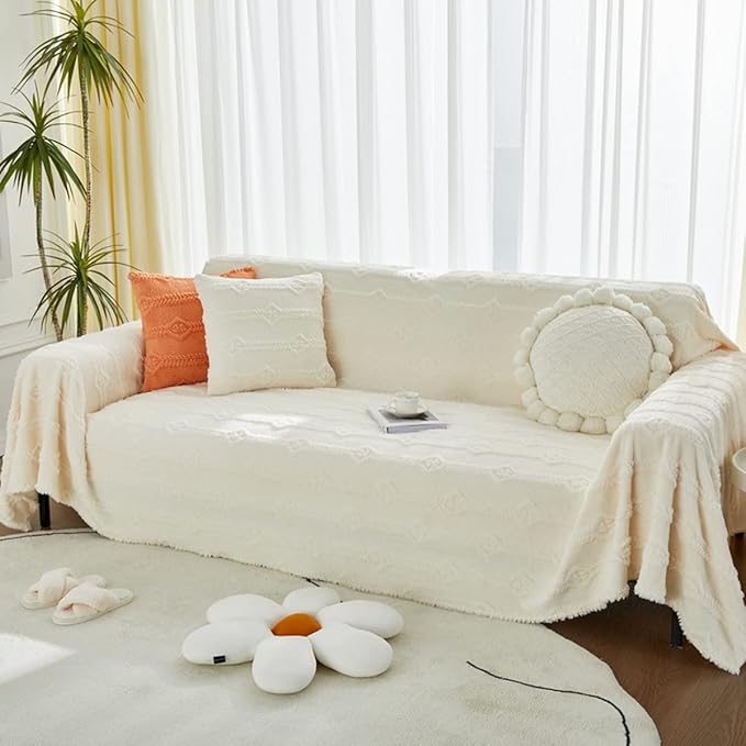 ソファーカバー 2人掛け 3人掛け 肘掛け付き 柔らかい ふわふわ ソファークッション クッション ソファスリッパ 洗える 冬用 防塵 (180*380cm)