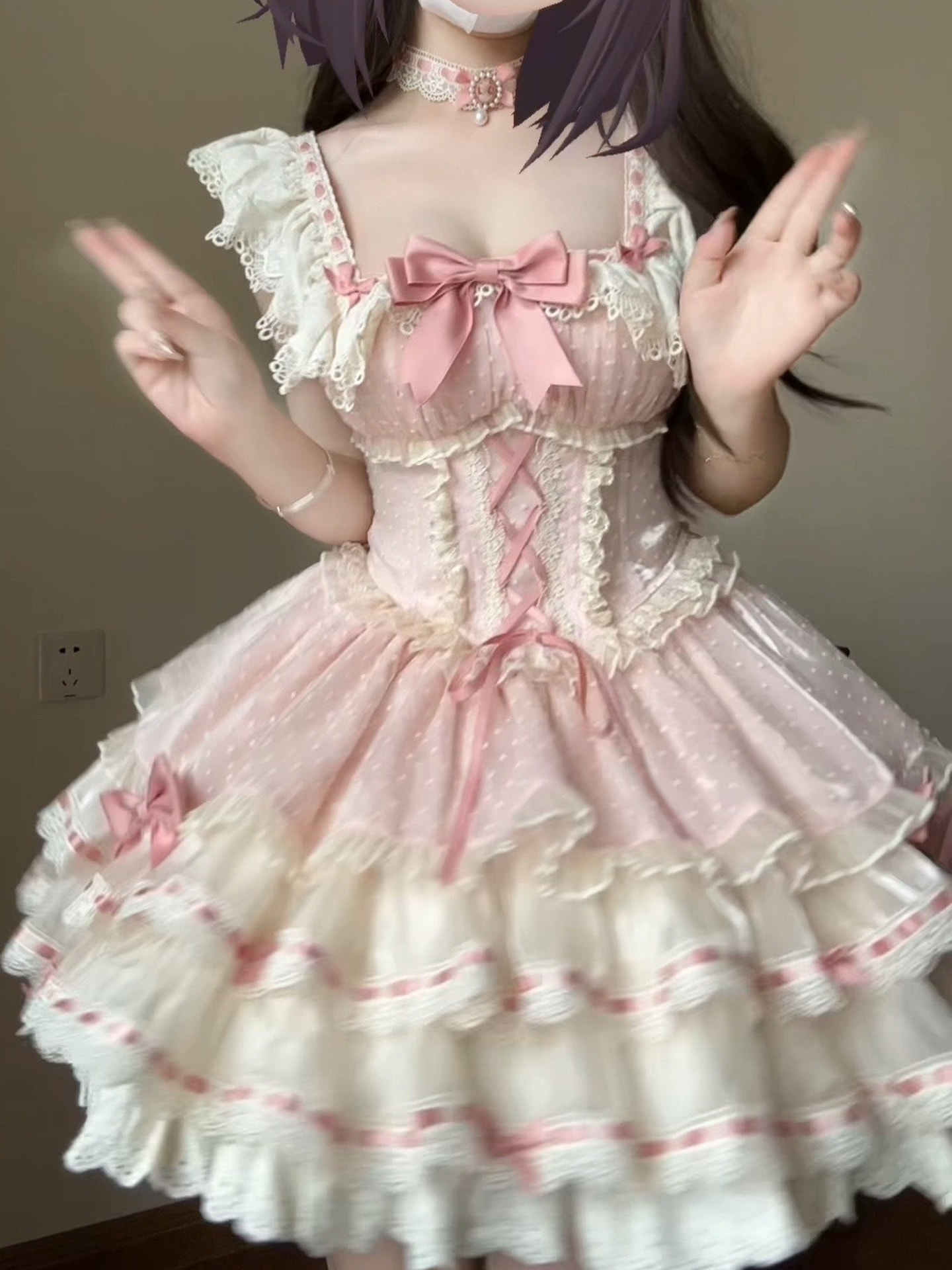 コスプレドレスロリータスカートワンピースピンクの可愛いバレエケーキスカートドレス ロリータ ロリータ スウィートジェスク