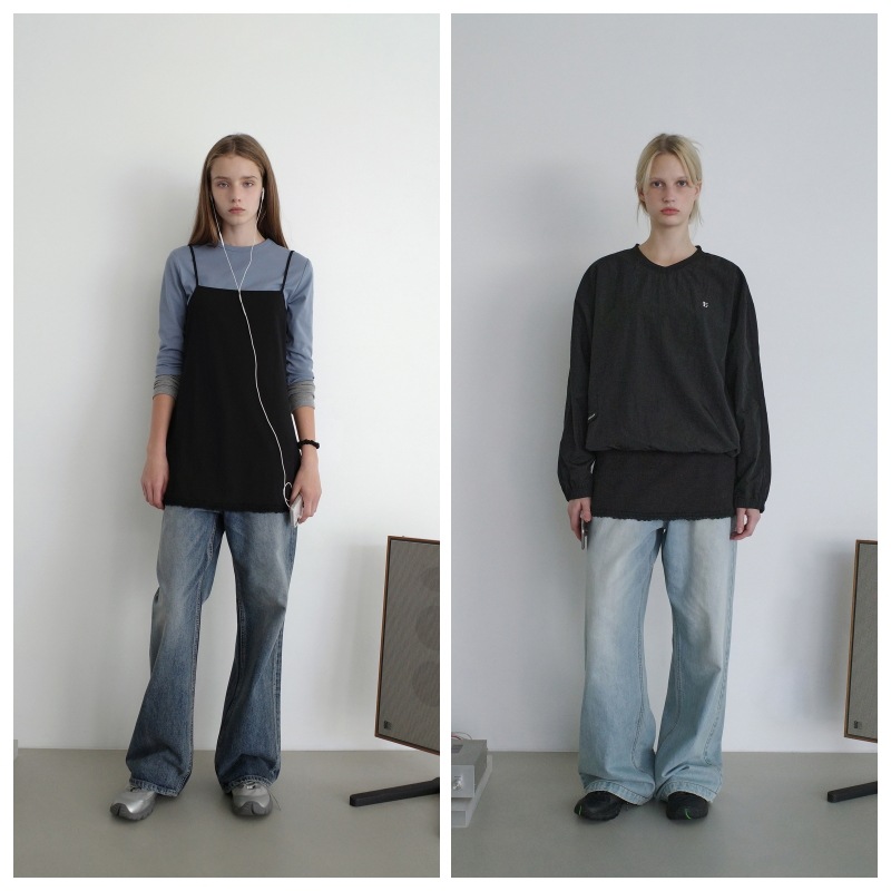 【LOW CLASSIC】 RIBBED LACE LAYERED DRESS : BLACK