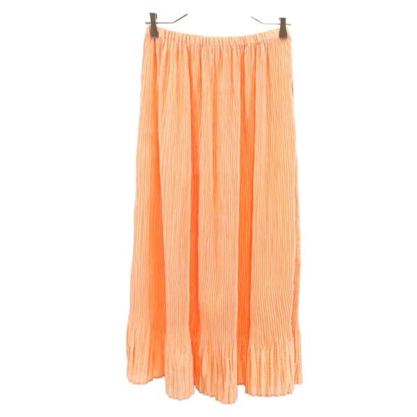 ロング丈 ギャザースカート S オレンジ系 レディース