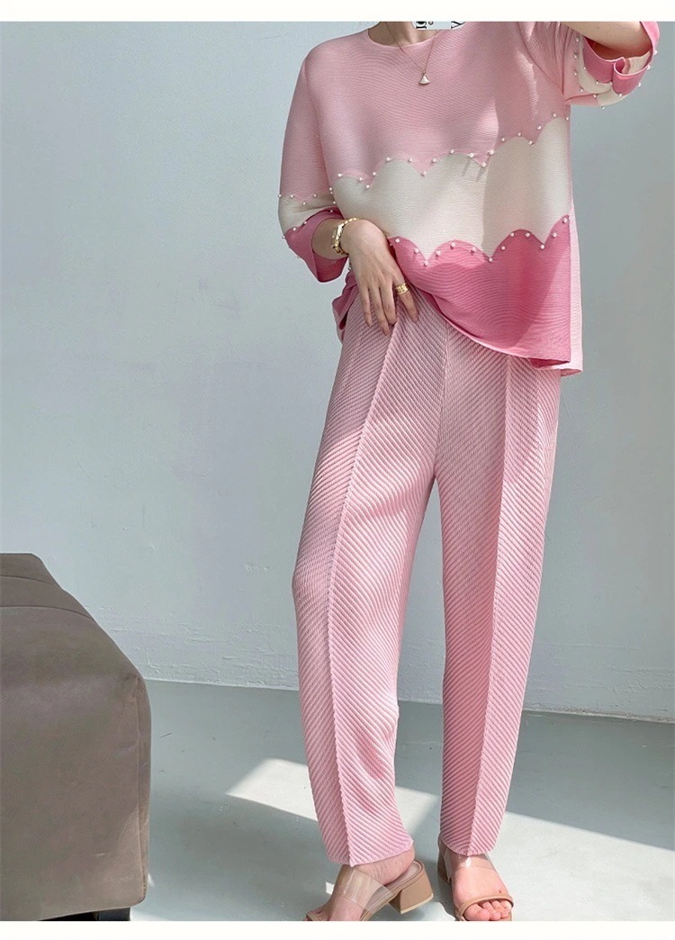 【送料無料】 伸縮性のあるウエスト フリル カジュアル ポケット ロングパンツ 快適である カジュアルパンツ ワイドパンツ 5,198円