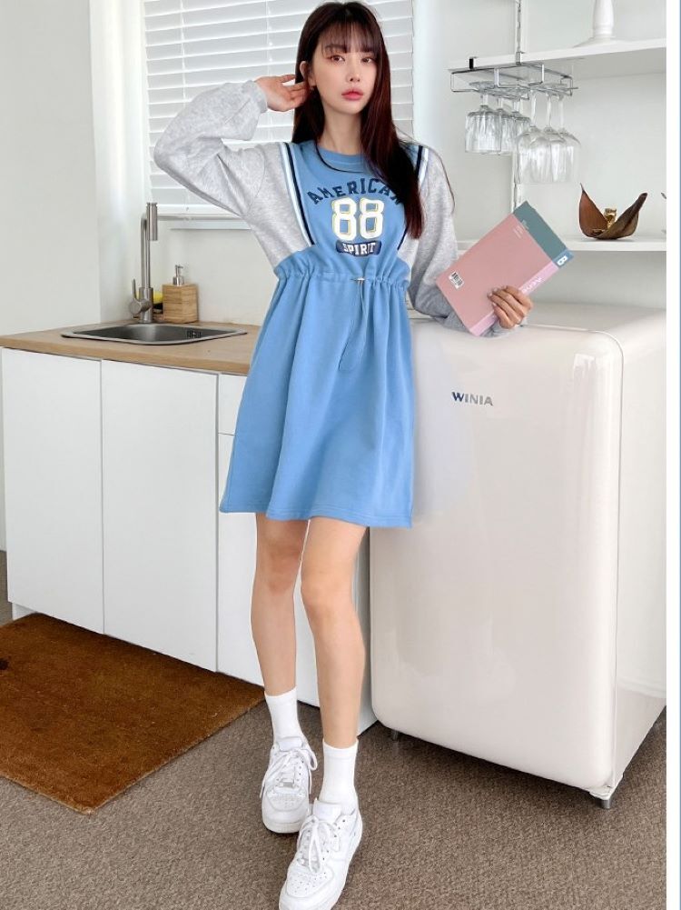 返品不可 レディース 長袖 ワンピース ロゴ カジュアル 40代 30代 代 青 ブルー シンプル その他 ワンピース ドレス サイズ M Sindsepers Org Br