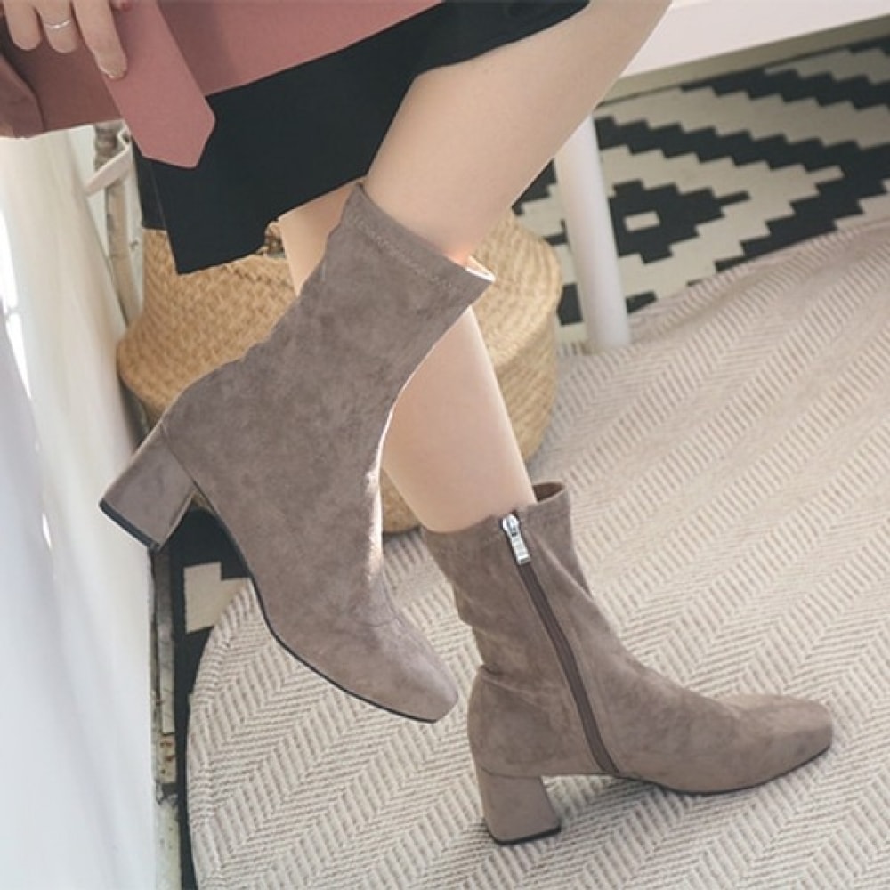 (ニナスパリ) 25cm スエード 6cm ヒールアンクルブーツ