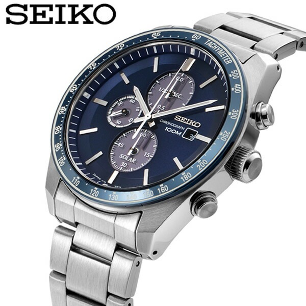 【展示品】セイコー SEIKO クロノグラフ ソーラー メンズ腕時計 ブラック