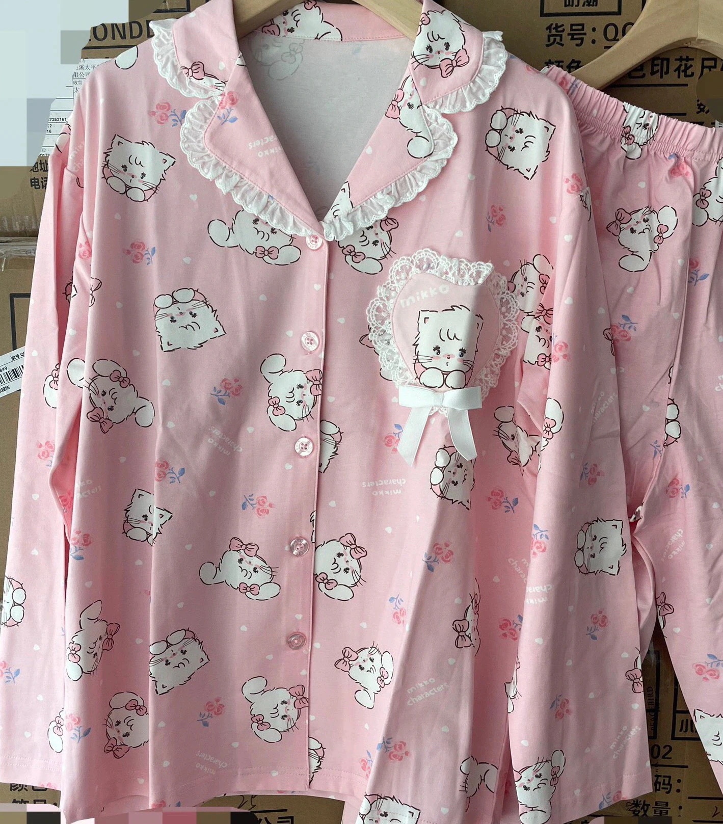 【急速出荷!】マチミッコ スイートガーリープリント長袖パジャマ 女性用 2024年春夏 ホームウェアセット 5,121円