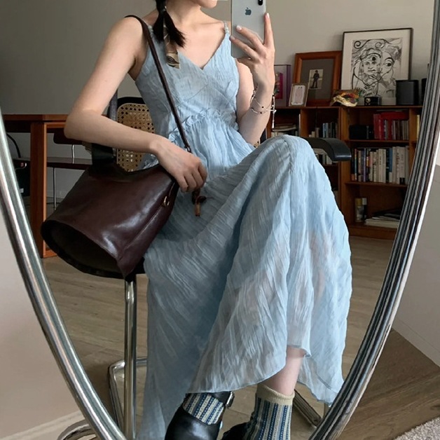 韓国デザイン春物新作高級感　上品タイト着痩せワンピース