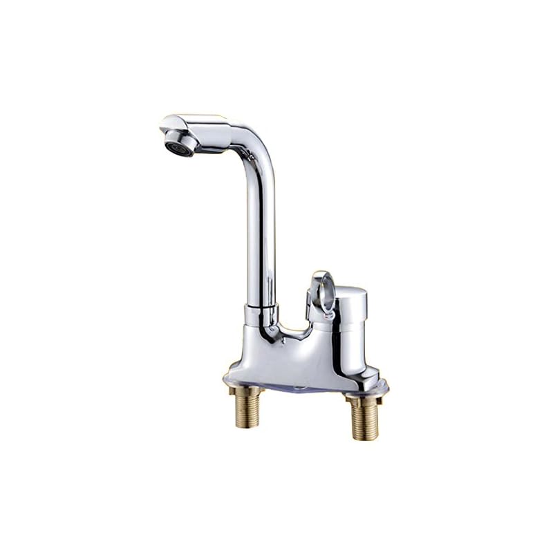 SK19 ツーホール式 洗面用 シングルレバー 混合水栓 手洗いボウル用 360 クルクル回転 立水栓 洗面台 蛇口 水道 (混合水栓のみ) 5,203円