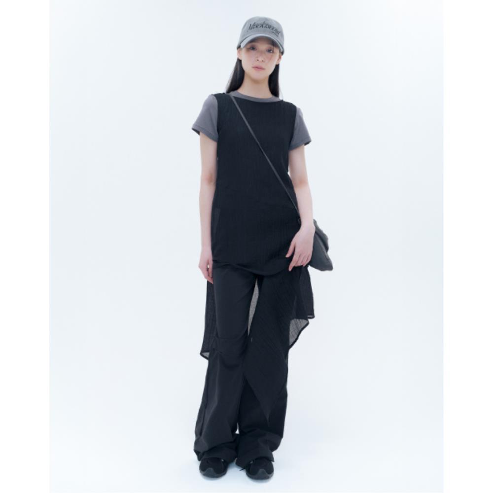 MISEKI SEOUL Sheer sleeveless button one piece BLACK MSK