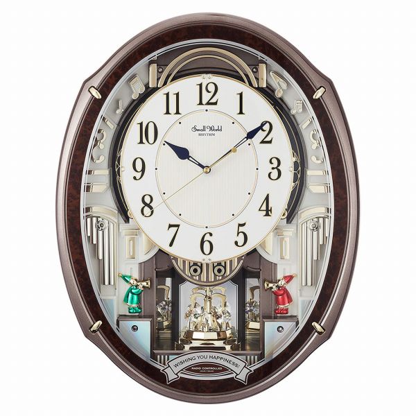 取寄品 正規品 RHYTHM リズム時計 4MN545RH23 電波からくり時計 スモールワールドアルディ アナログ表示 掛け時計