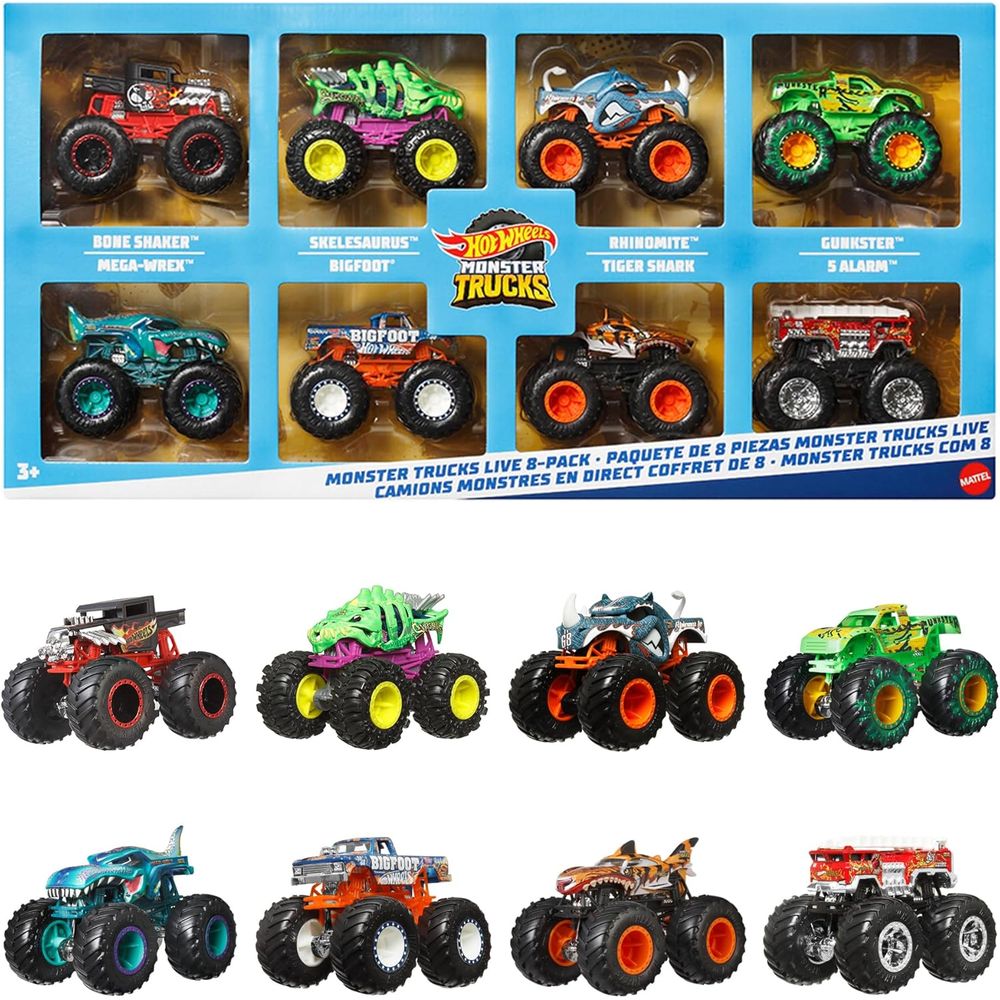 ホットウィール モンスタートラック 1/64 8パック 乗り物おもちゃ ミニカー JCW76 3歳以上