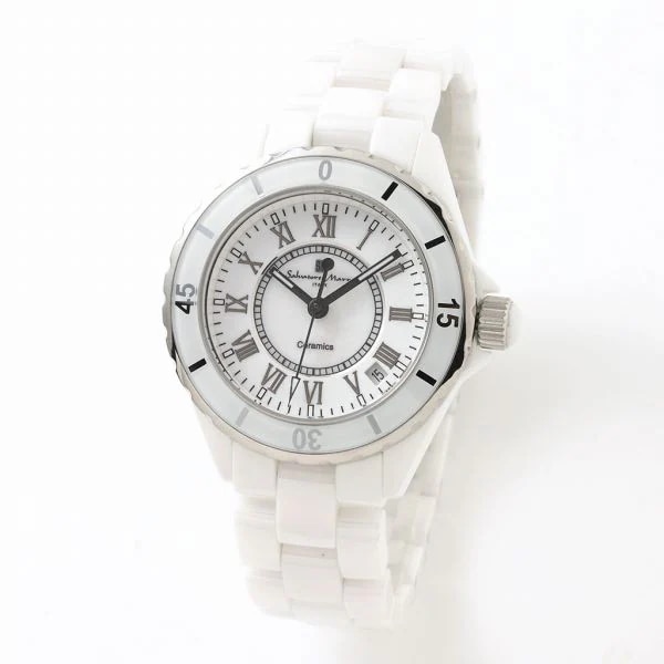 取寄品 正規品 Salvatore Marra 腕時計 SM23103-WHR 日常生活防水 日付表示 セラミック メタルベルト 防水 メンズ腕時計