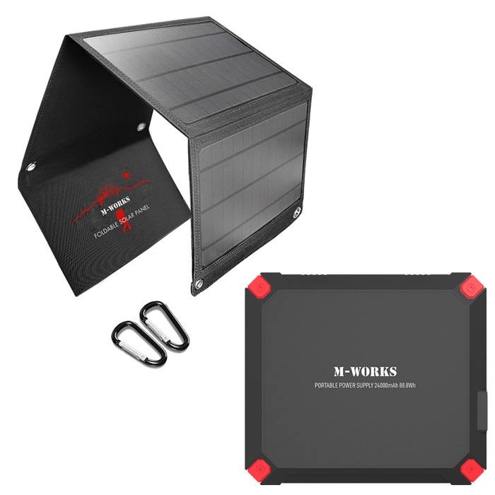 M-WORKS ソーラーパネル＆ポータブル電源セット MW-SP8821 ブラック サイエルインターナショナル