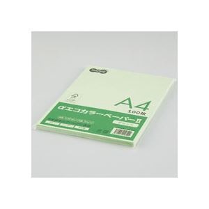 (まとめ) TANOSEE αエコカラーペーパーII A4 グリーン 少枚数パック 1冊(100枚) 10セット