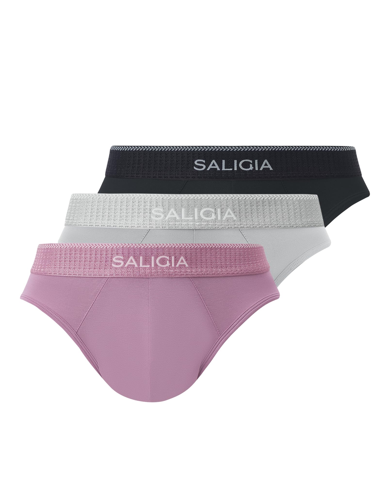 [SALIGIA] メンズ ブリーフ ノンタグ 通気性 肌ざわり 60番手モダール 立体設計 セクシー 前閉じ 男性用下着 3枚組