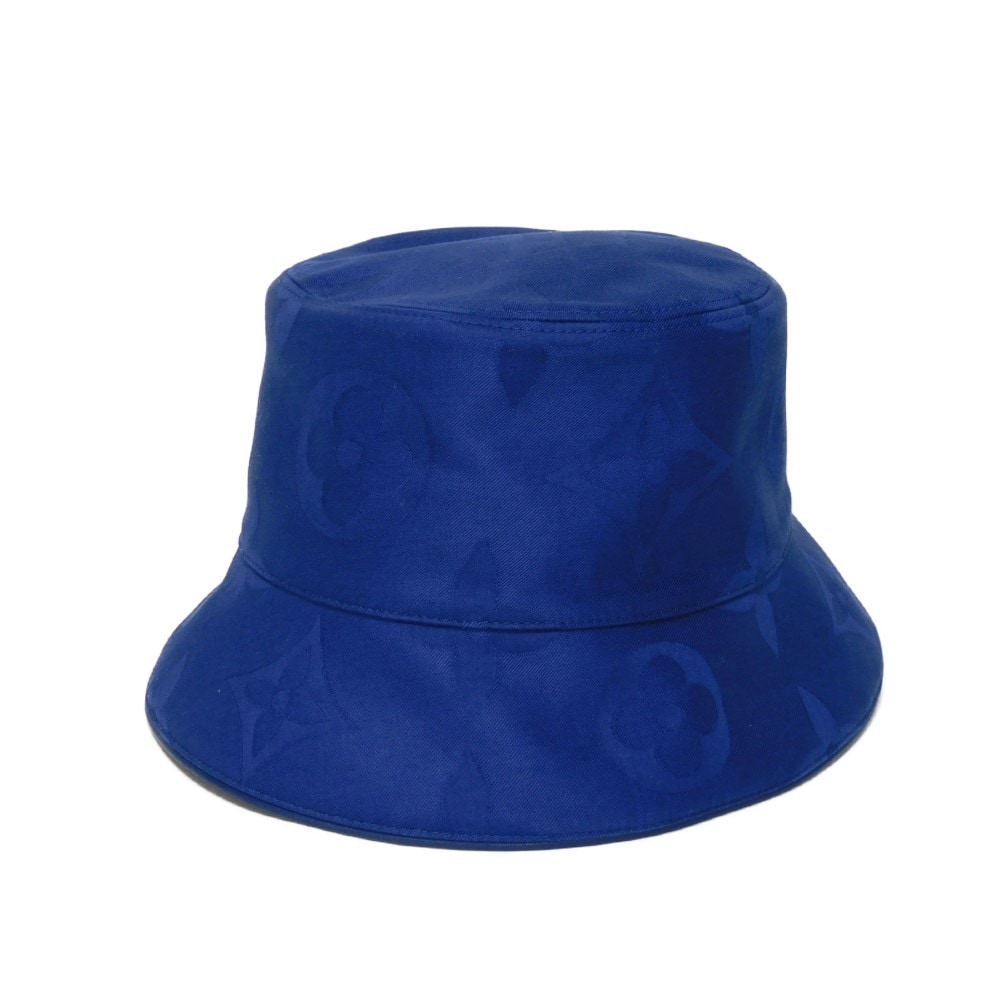 【中古】 帽子 ジャガード ホワイト M 未使用 バケットハット リバーシブル モノグラム フラワータイル M7169M