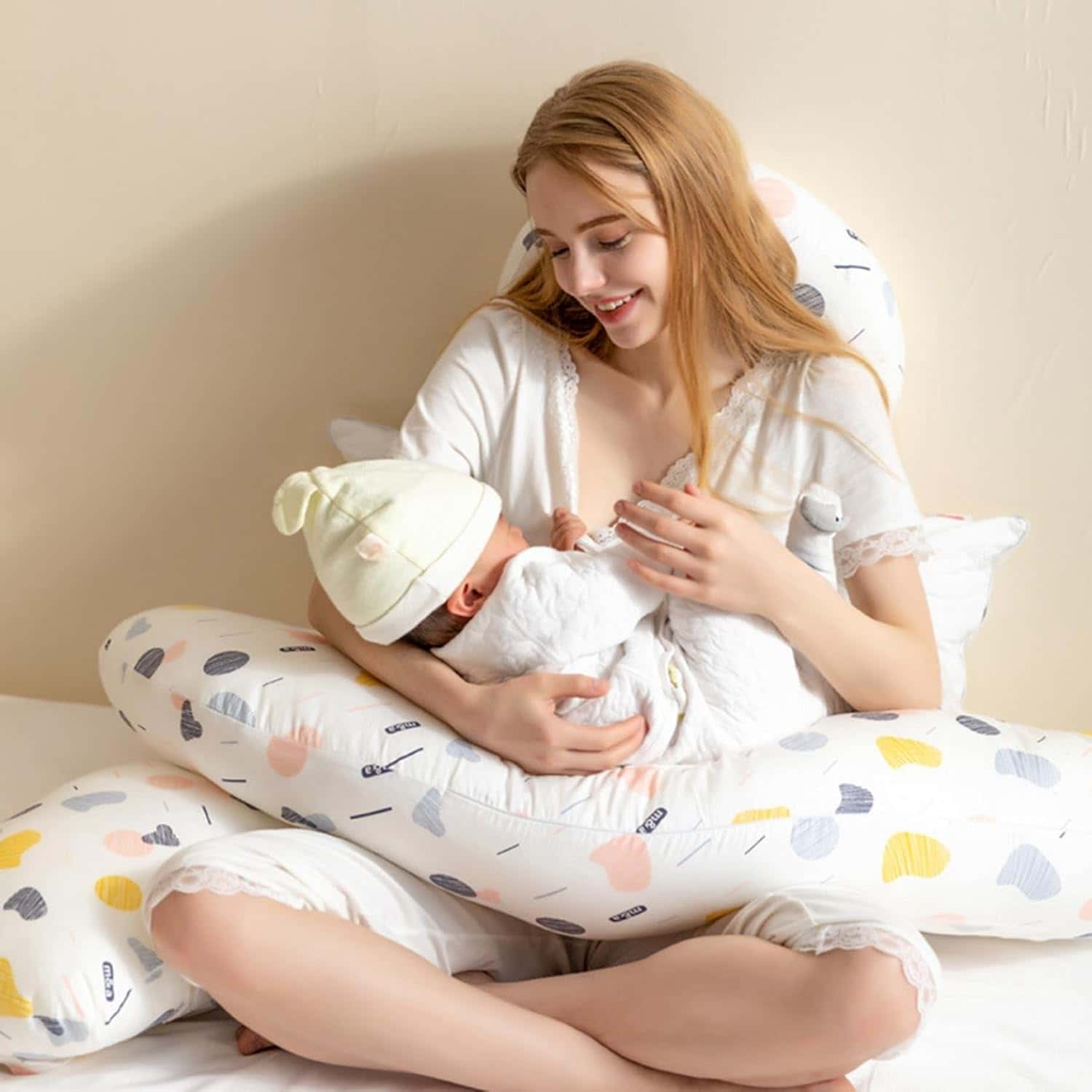 マタニティ抱き枕 100%綿 授乳クッション 大型 H字型 J字型 肘置き 足置き 妊婦 腹部サポート 横向き寝 高反発 通気性 ベッド防止 ボディフィット 腰枕 背もたれ 疲れ解消