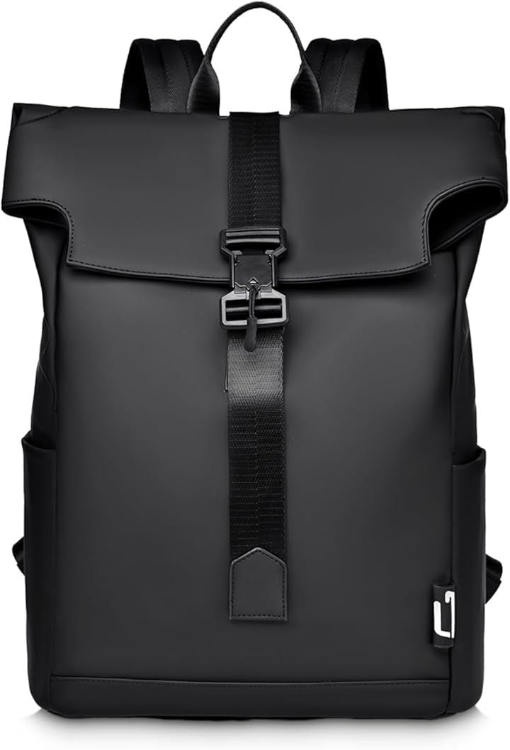 リュックサック デイパック 18L 大容量 A4PC収納 防水 耐摩耗 磁石バックル キャリーオン 旅行 (ブラック, 18L)