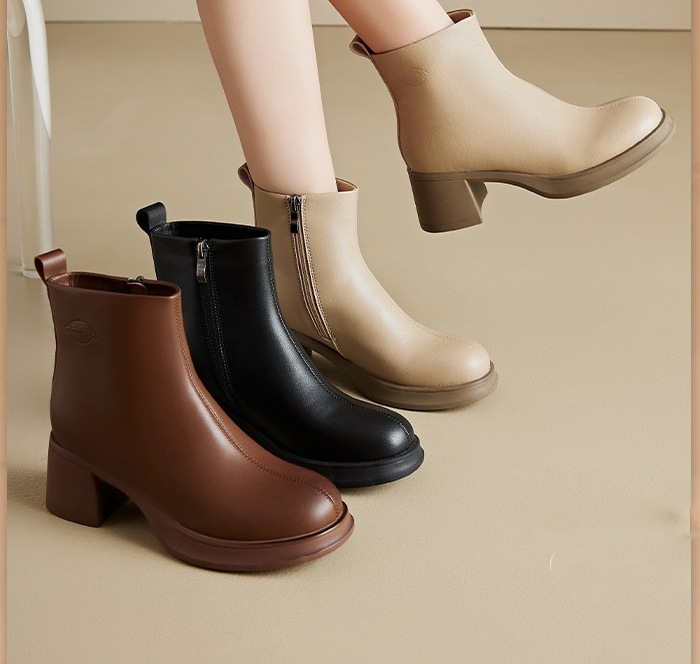 ショートブーツ レディース 本革 サイドジッパー マーティンブーツ ローヒール ファスナー 美脚 チェルシーブーツ シューズ 厚底 秋 冬 5,023円