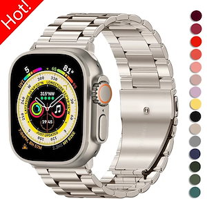 Apple Watch用ステンレススチールストラップ,iwatchシリーズ用メタルブレスレット98765se49mm45mm41mm 40mm44mm