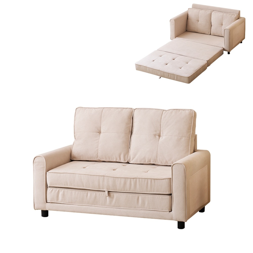 【日本国内出荷-3日で配達】韓国版 ファッション ソファーベッド 2WAY 2人掛け ベッド 折りたたみ 収納 フロアソファー ファブリック 寝る 座る DJYC74