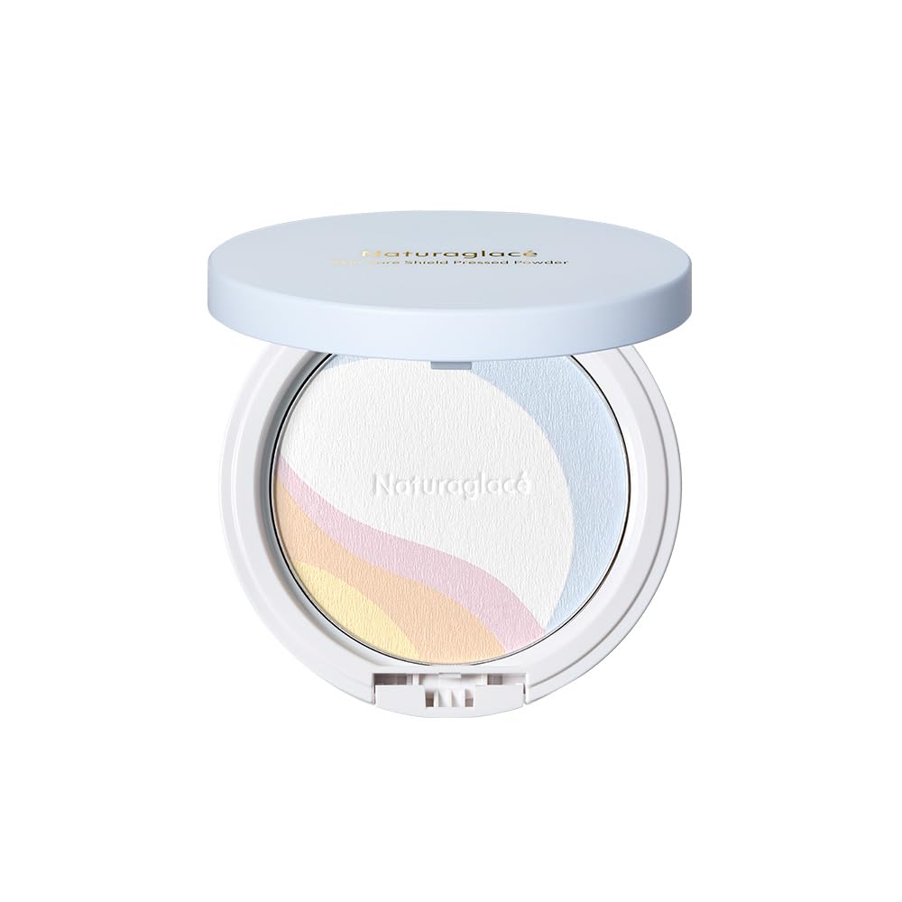 ナチュラグラッセ スキンケアシールド プレストパウダー 肌色補正 スキンケアパウダー 石けんオフ 植物性スキンケア成分 オーガニック ブラシ付き