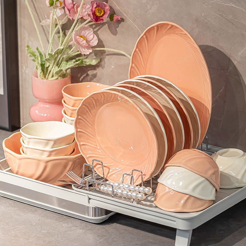 食器セット家庭用新品高価値釉裏色クリーム系食器セット皿皿ギフトギフトボックスコンプリートセット