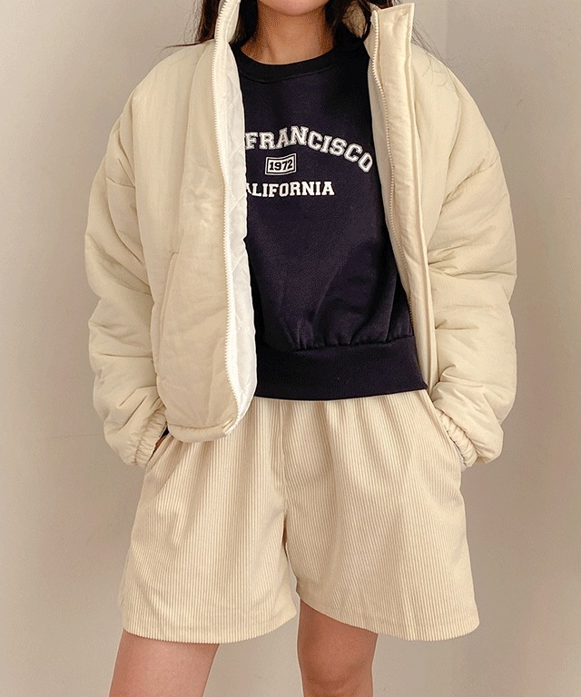 モモ ショートダウン ジップアップ - 2color