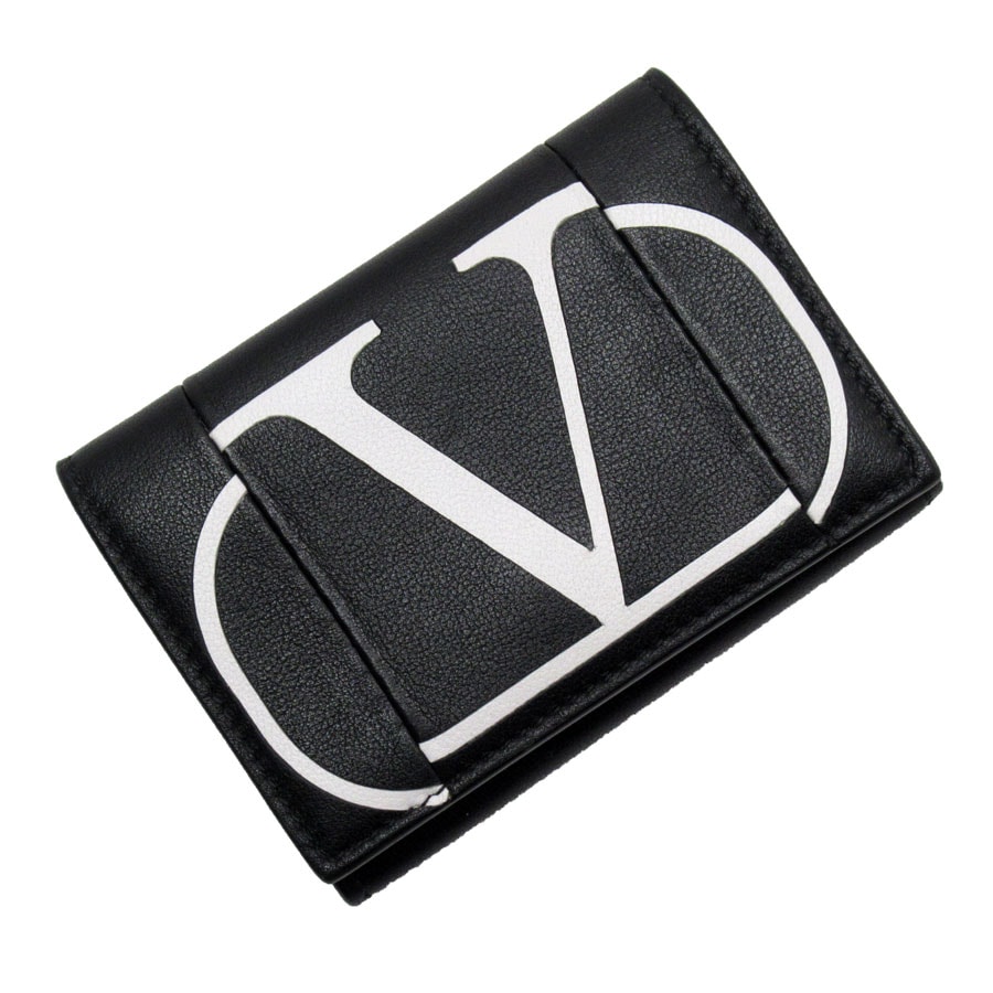ヴァレンティノ ガラヴァーニ Valentino Garavani 三つ折り財布 レザー ブラック×ホワイト ユニセックス t19250g