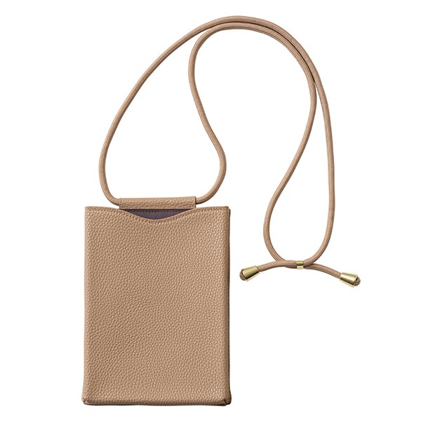 （まとめ買い）モチハコビ リサイクルフェイクレザー スマホショルダーポーチ ベージュ UTL052 [x3]
